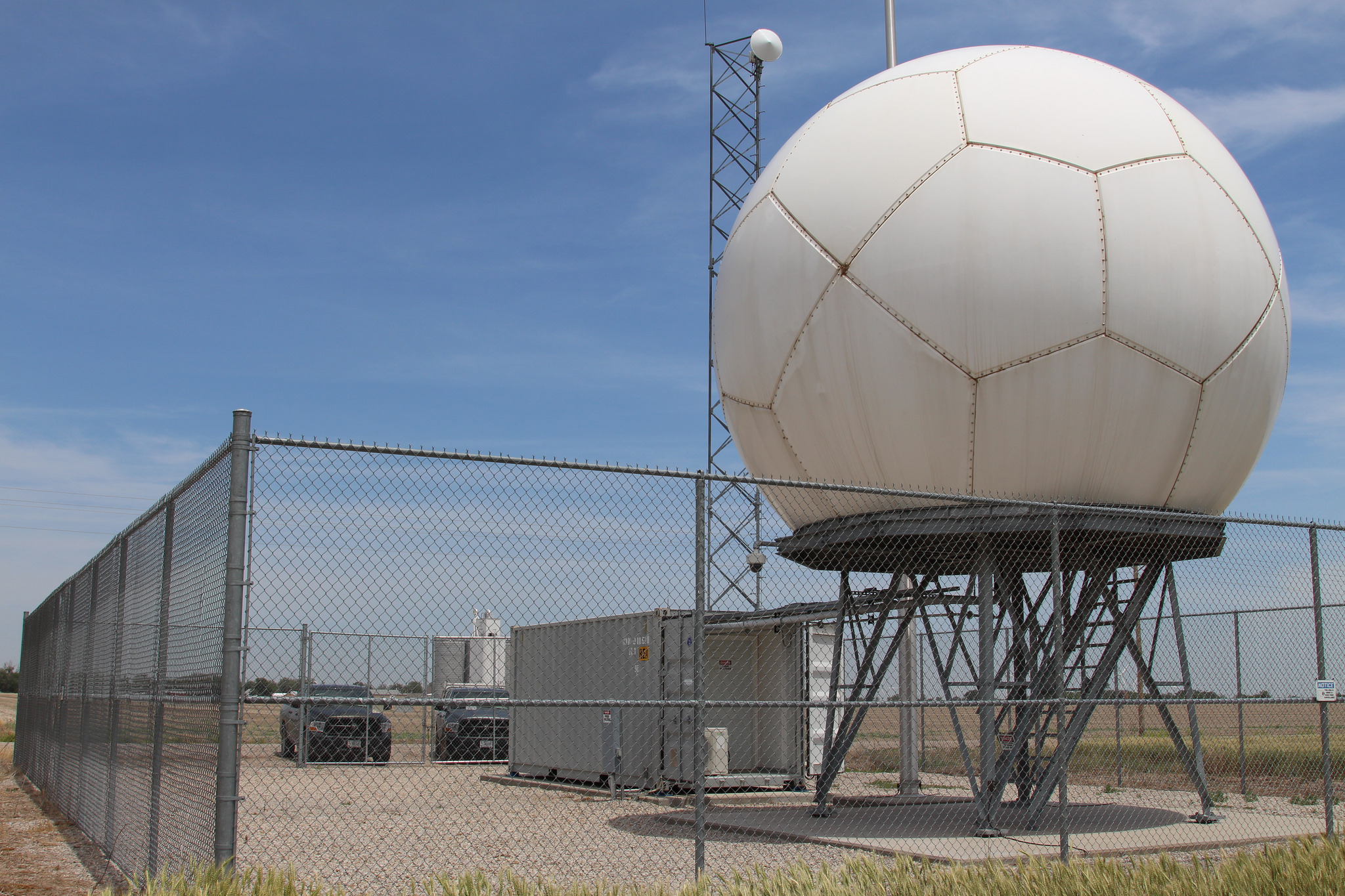 One of three X-band scanning precipitation radars at ARM’s Southern Great plains site. They provide measurements that identify precipitation type, estimate rainfall rates, and estimate the velocity of wind fields.