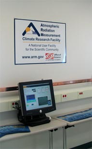 The new ARM wireless data display is surrounded by information materials at the opening ceremony.  The wireless antenna is hidden above the ceiling tiles.