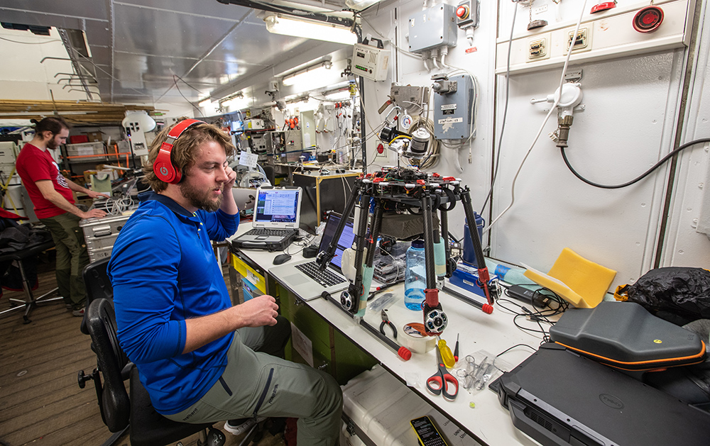 Jonathan Hamilton prepares the HELiX for on-ice operations.