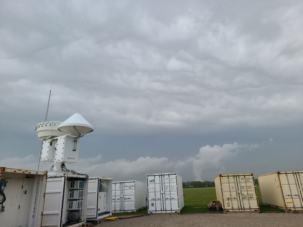Clouds darken the sky over La Porte, Texas, and the ARM Mobile Facility.