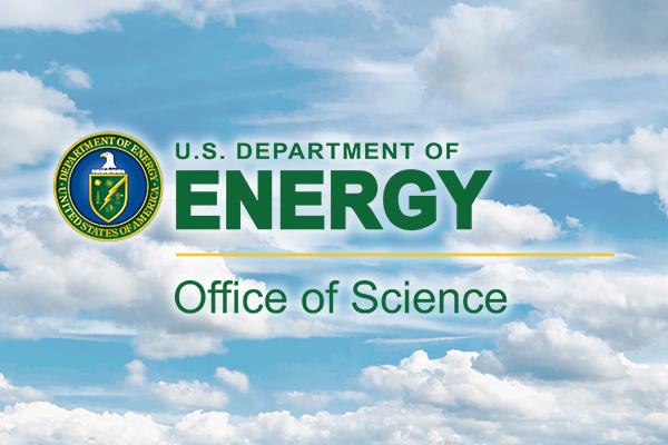 U.S. Department of Energy Office of Science logo in front of clouds