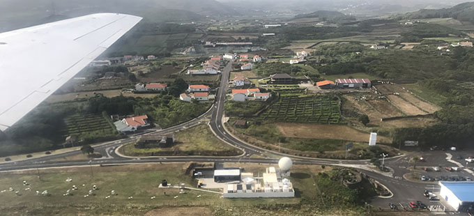 Gulfstream-159 (G-1) research aircraft flies over ARM's Eastern North Atlantic atmospheric observatory