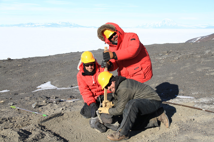 Heath Powers, Paul Ortega, and Chad Naughton preparing for the ARM West Antarctic Radiation Experiment (AWARE) in 2015