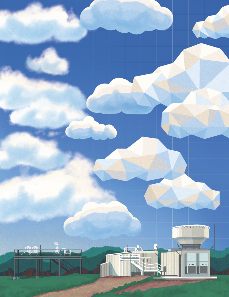 Illustration of clouds over ARM’s Southern Great Plains atmospheric observatory