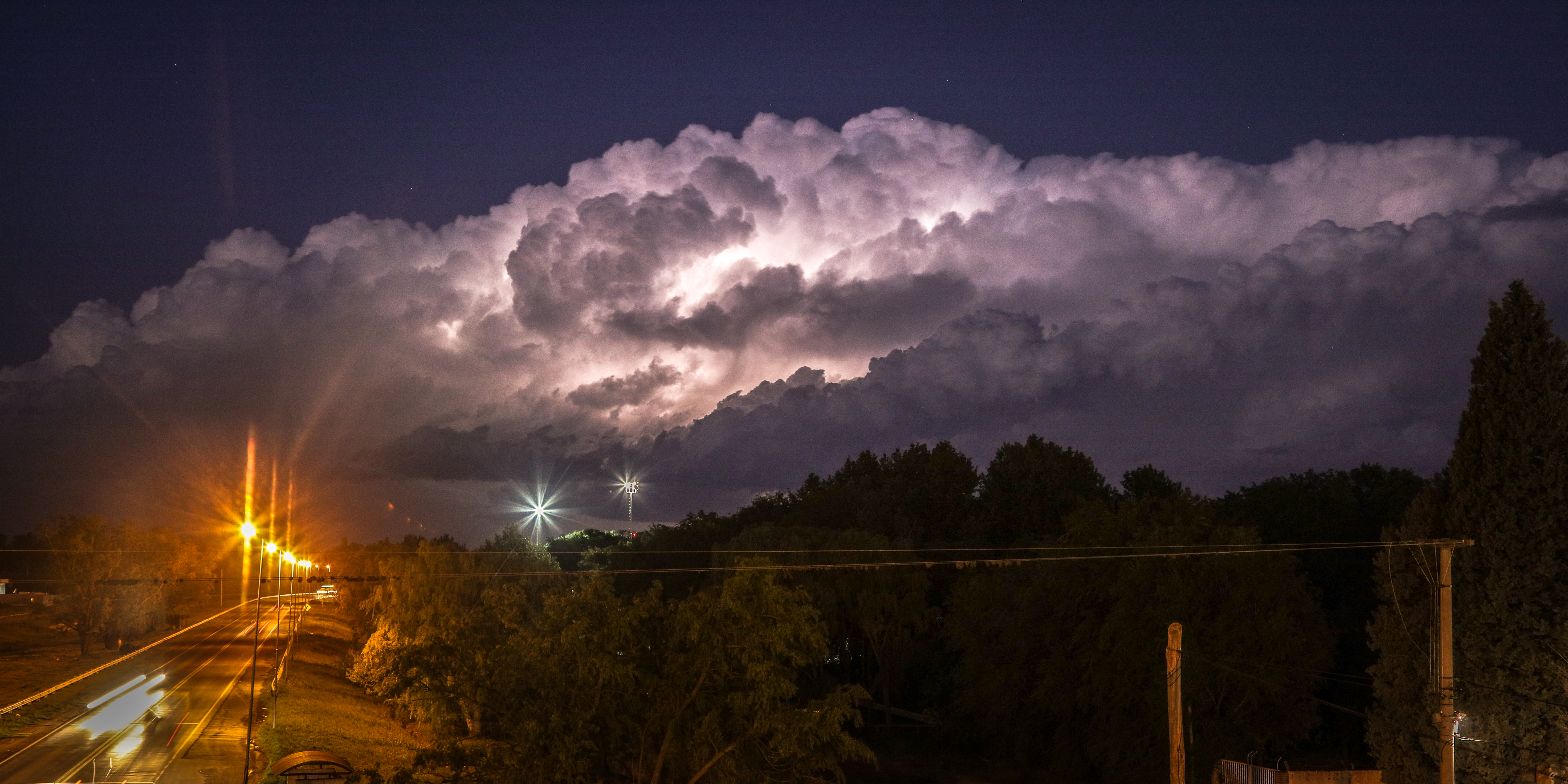 Deep convective clouds at night in Argentina