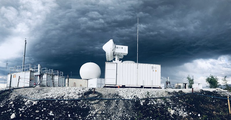 Dark clouds loom above the ARM Mobile Facility in Argentina during the CACTI campaign.