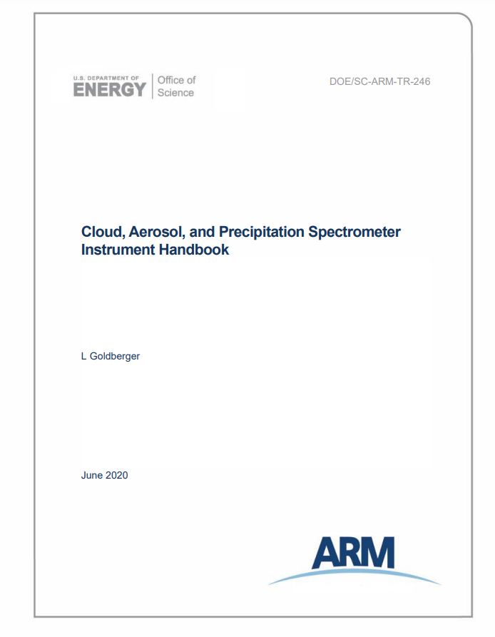 Cover of cloud, aerosol, and precipitation spectrometer instrument handbook