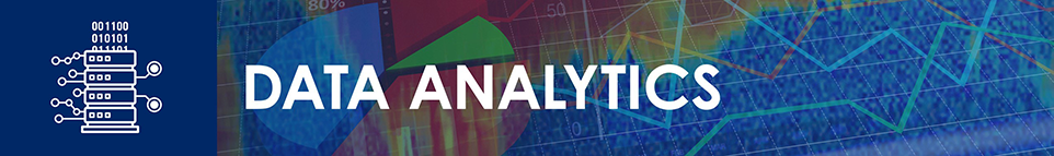 The banner features the words "Data Analytics." To the left of the words is a computer icon with binary code.