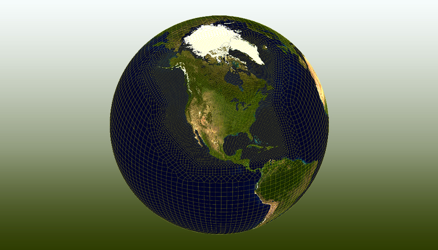 Gridded globe showing North and Central America and some of South America
