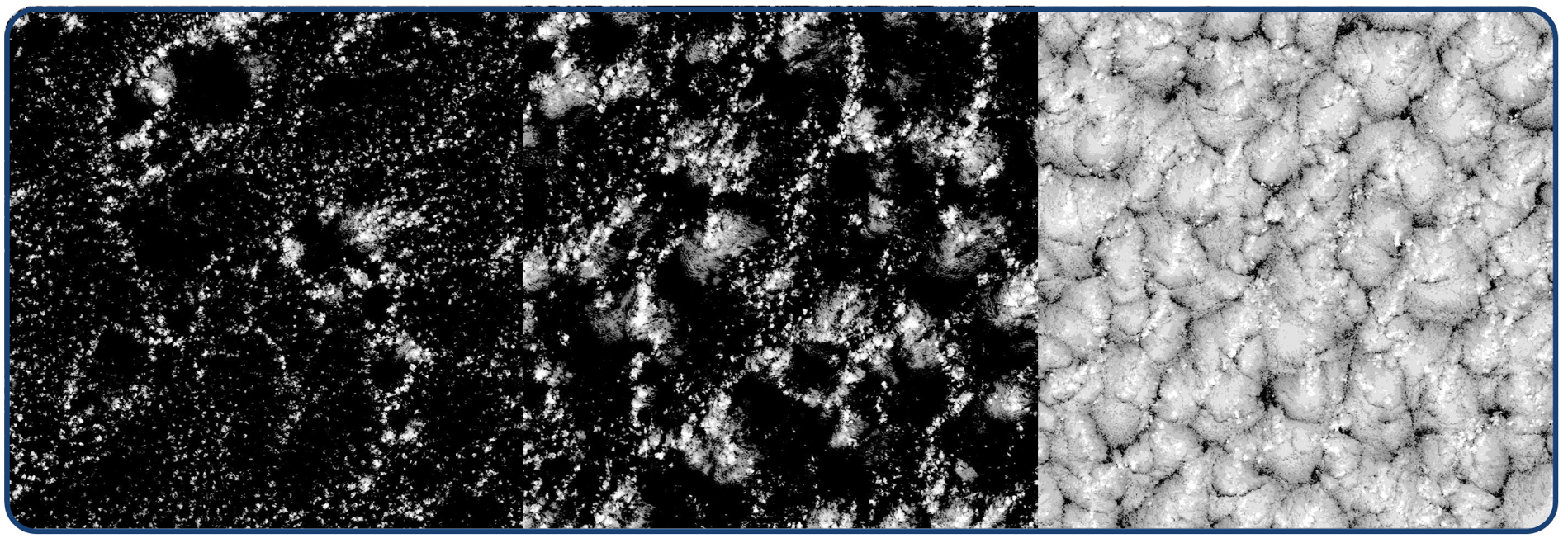 Image is divided into two parts, one dark and one light, to illustrate different cloud conditions