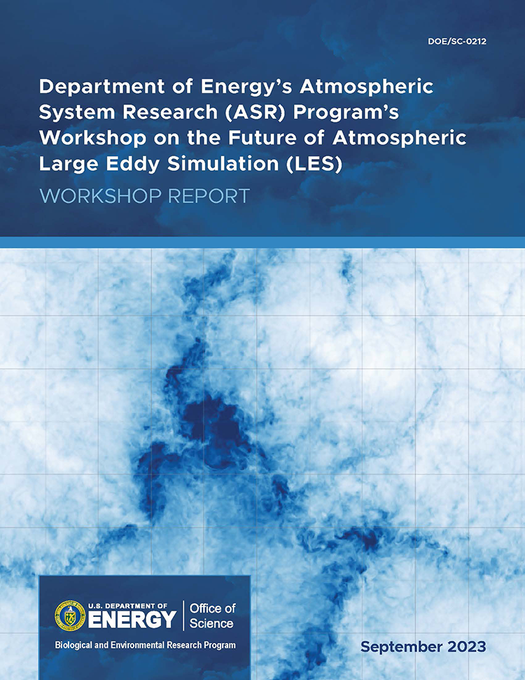 The front cover of the Atmospheric System Research (ASR) large-eddy simulation workshop report shows a model cloud grid.