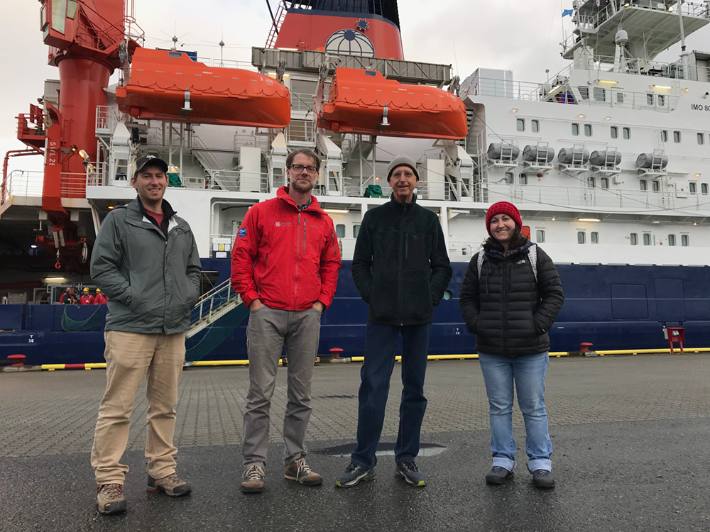 NOAA and CIRES colleagues stand together before the MOSAiC expedition begins from Norway