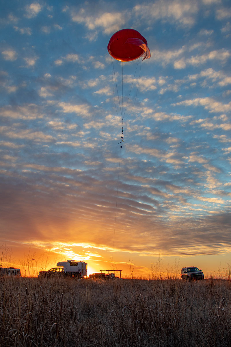 Tethered balloon system flies at Southern Great Plains extended facility E36 near Marshall, Oklahoma