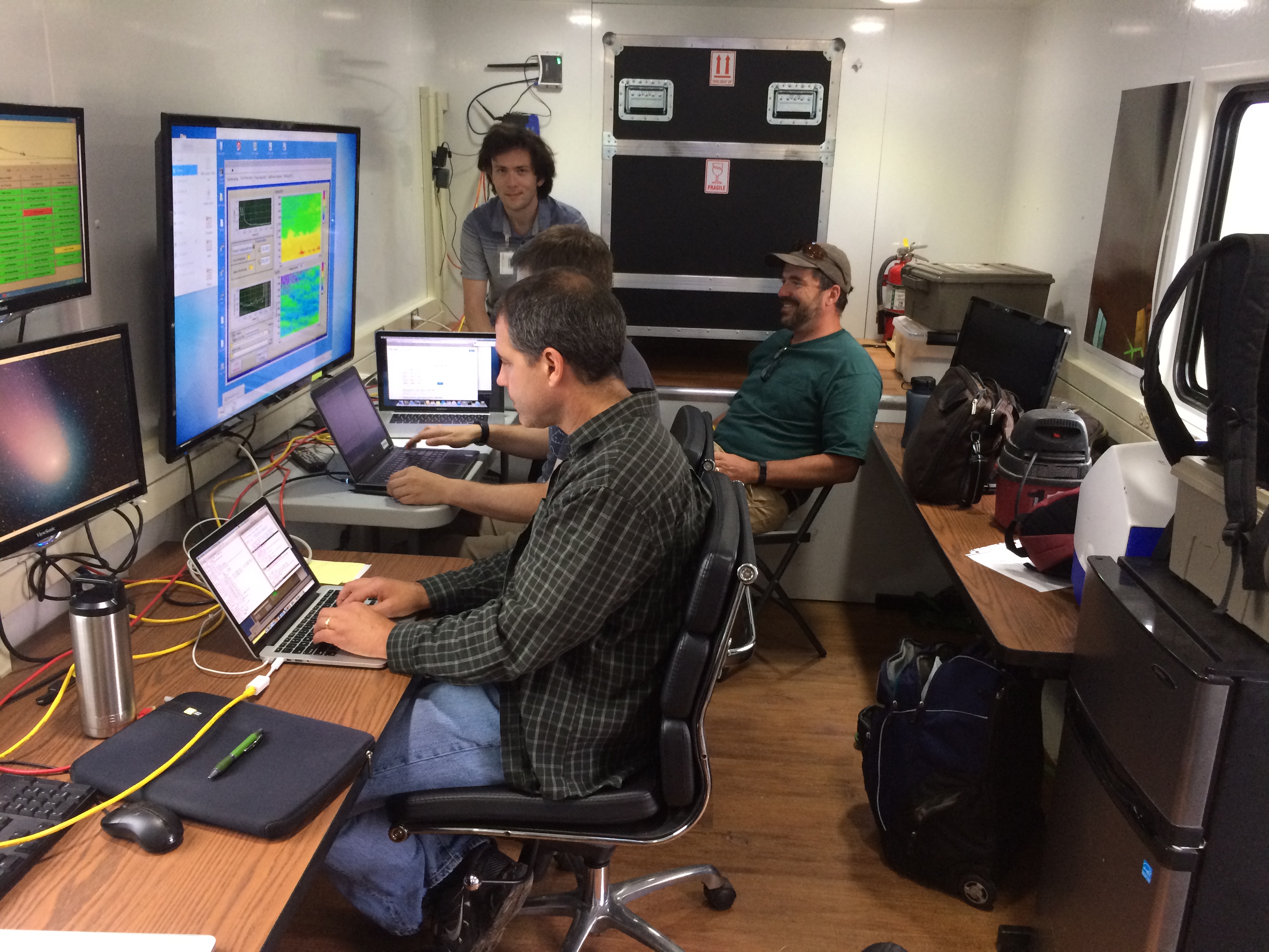 Researchers working during LAFE field campaign at ARM's Southern Great Plains atmospheric observatory