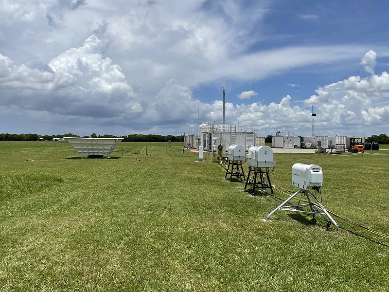 A radar wind profiler and microwave radiometers operate near the core of the ARM Mobile Facility.