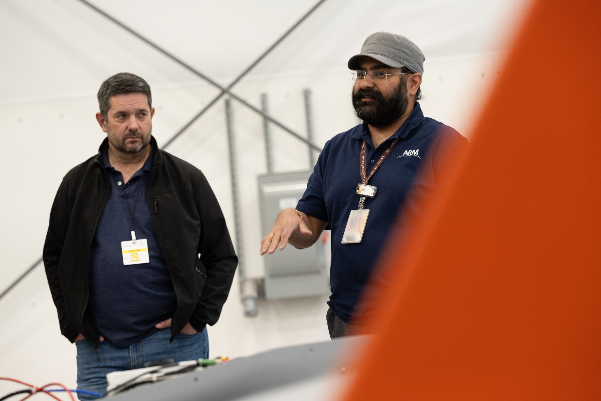 During the Blue Mountain Community College tour, ArcticShark lead engineer Hardeep Mehta describes the ArcticShark payload and integration. Photo is by Andrea Starr, Pacific Northwest National Laboratory.