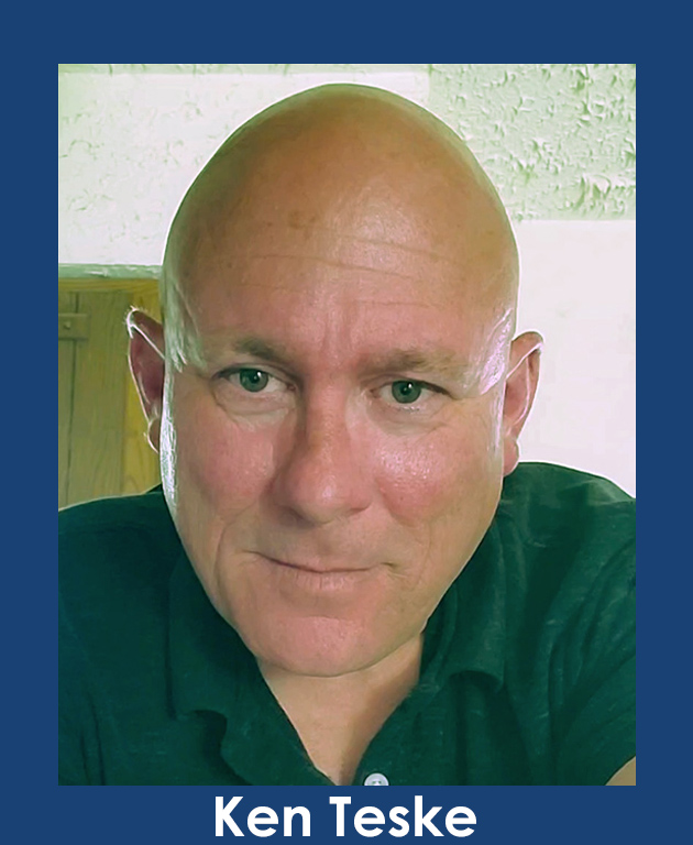 Headshot of Ken Teske with his name underneath and a blue frame around the photo