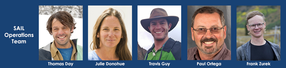 From left to right, SAIL operations team members are Thomas Day, Julie Donohue, Travis Guy, Paul Ortega, and Frank Zurek.